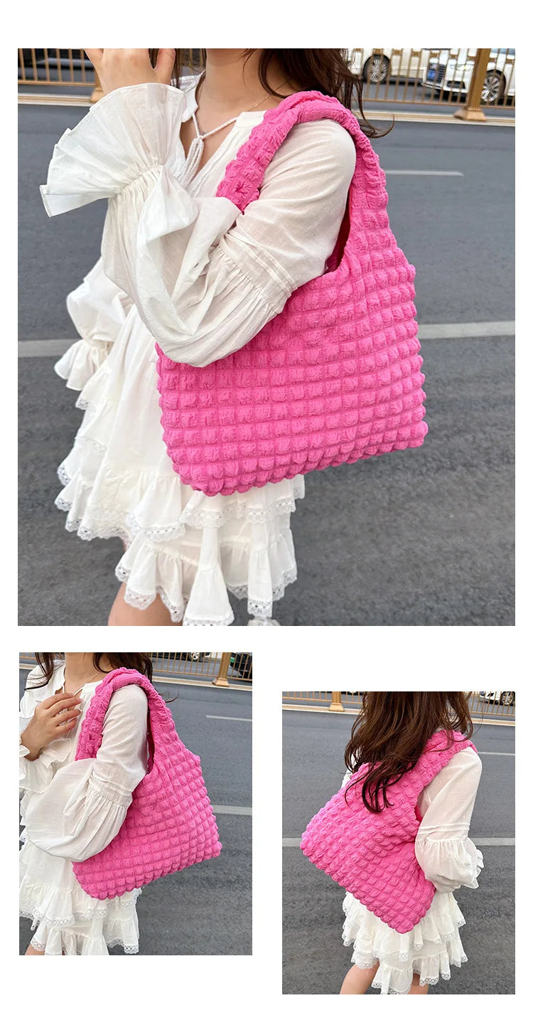 Crossbody Bag Pleated Embroidered Plaid Tote For Women - Smarsty