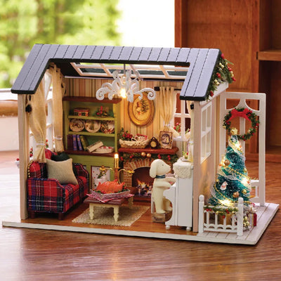 Magical Doll House Wooden Miniature DIY Assembly Building Model Kit Production of Small Room Toys Decorations with Furniture by Smarsty