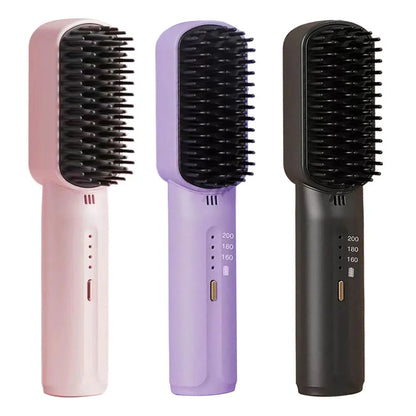 Cordless Hair Straightener Brush with Anti-Scald Feature - Smarsty