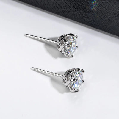 Moissanite Stud Earrings Sterling Silver VVS D Sparkle - Smarsty