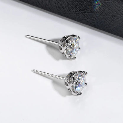 Moissanite Stud Earrings Sterling Silver VVS D Sparkle - Smarsty