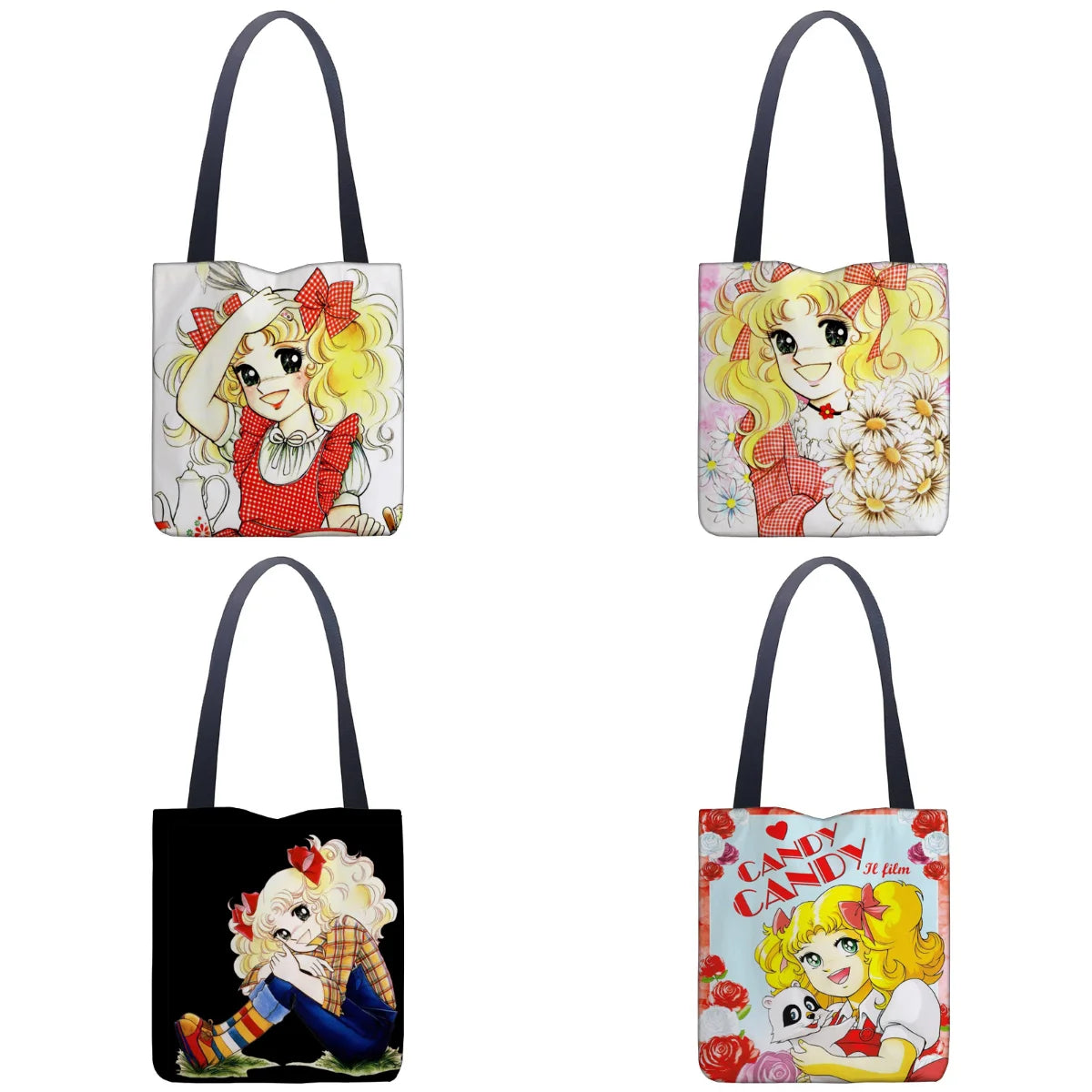 Cartoon Candy Handbag Linen Tote Top Handle For Women - Smarsty