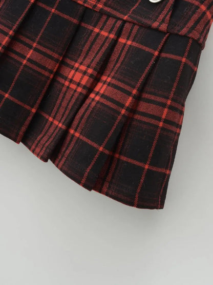 Summer Mini skirts for woman vintage korean fashion plaid skirts for women y2k skirts pleated red plaid skirts preppy style - Smarsty