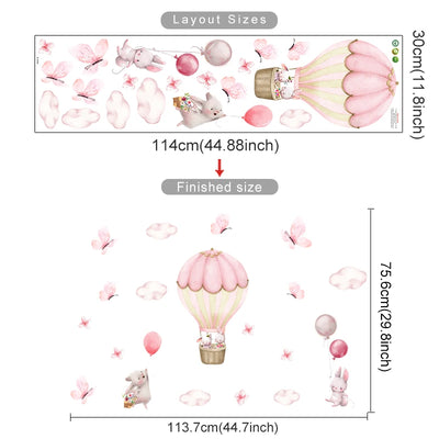 Cartoon Hot Air Balloon Animal Wall Stickers for Nursery - Smarsty