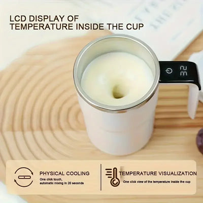 Smart mixing coffee cup LED display|USB charging|magnetic mixing function - Smarsty
