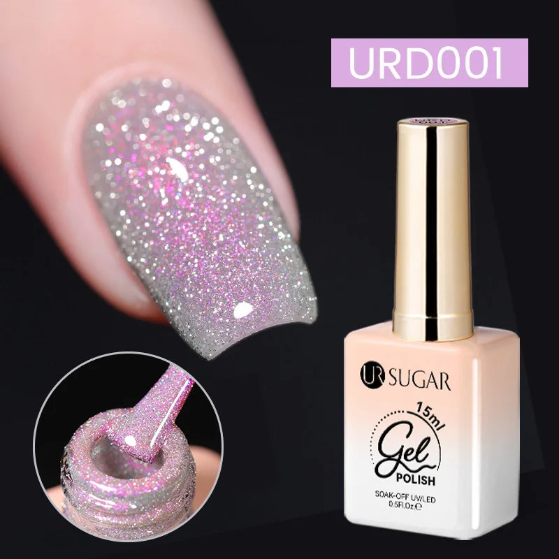 UR Sugar 15ml Silver Reflective Gel Polish for Sparkling Nails - Smarsty