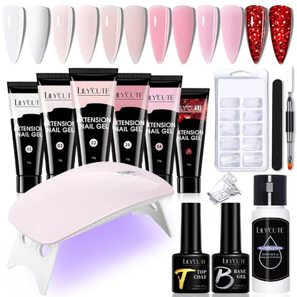 LILYCUTE Nail Gel Set with 6W LED Lamp for Quick Manicure - Smarsty