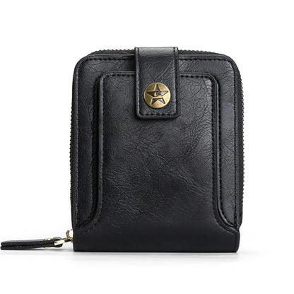 Vintage Men's Wallet PU Leather Short Purse Men Hasp Zipper Clutch Solid Color Wallets High Quality Durable Convenient Wallets - Smarsty