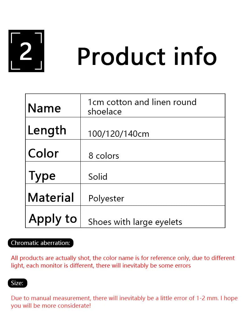Quality Round Shoelaces Colorful 1CM Thicker Cotton Shoelace Running Sneakers Laces 1Pair 100/120/140CM Boots Shoe laces Shoes