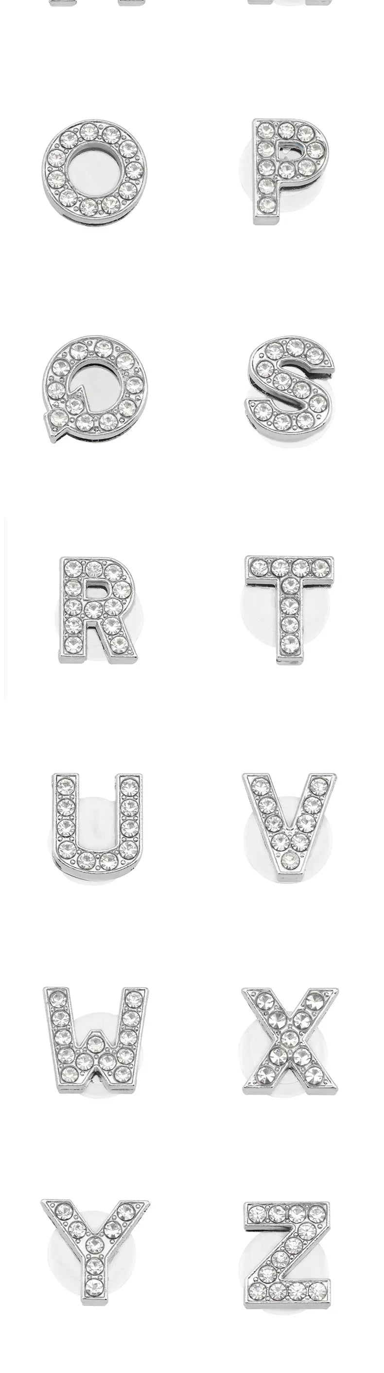 1PC Shoe Charms Glitter Rhinestone Letter Crystal Alphabet Shoes Charm Decorations Jewelry Slider Bracelet Wristbands Accessorie