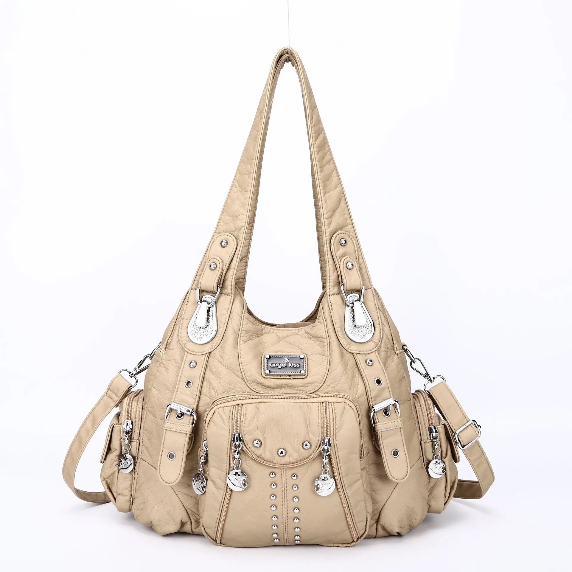 Angelkiss PU Leather Women Shoulder Bag Zipper Closure - Smarsty