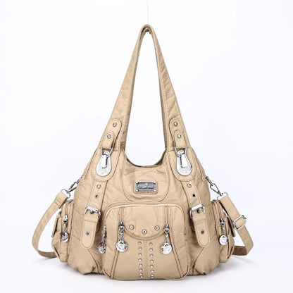 Angelkiss PU Leather Women Shoulder Bag Zipper Closure - Smarsty