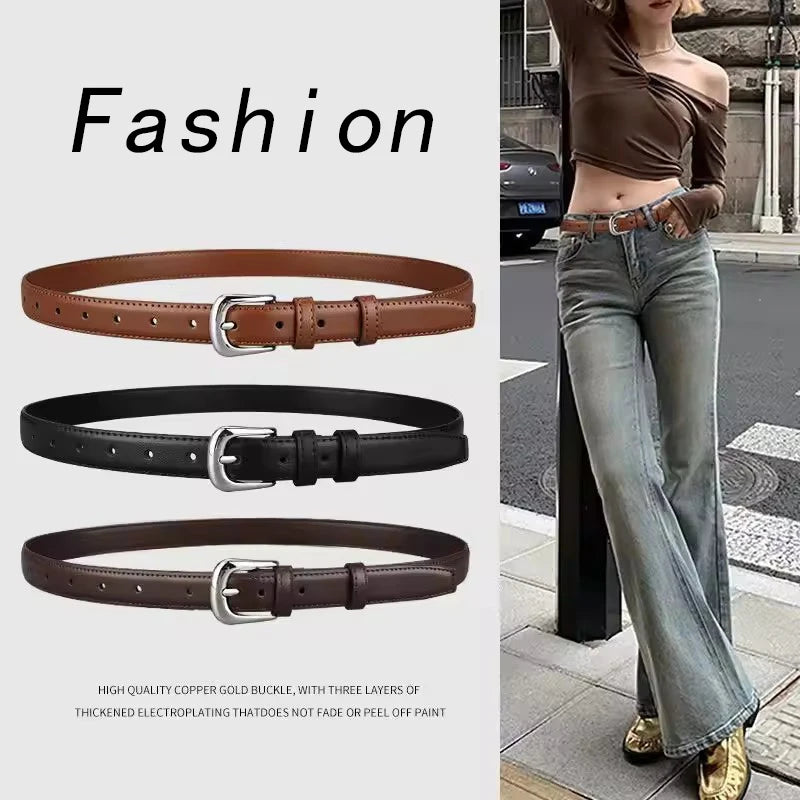 Women PU Leather Thin Belt Soft Comfortable Casual Waistband - Smarsty