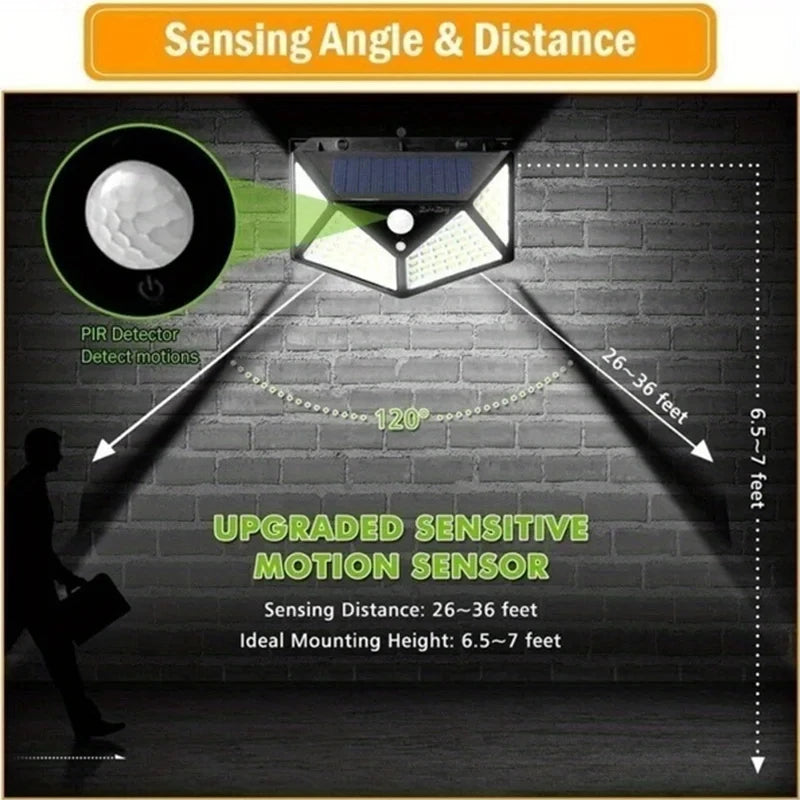 100 LED Solar Wall Light with Motion Sensor - Smarsty