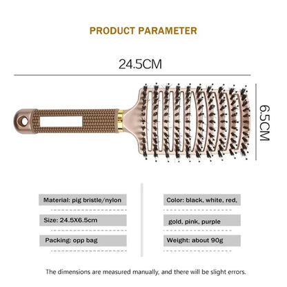 Boar Bristle Hair Brush for Scalp Massage and Detangling - Smarsty