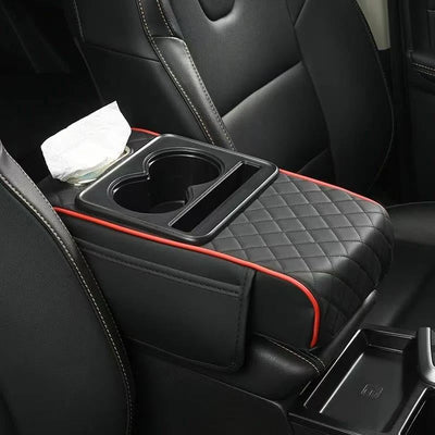 Auto Center Console Armrest Cushion With 2 Cup Holder Armrest Heightening Pad Auto Amrest Pillow Cover Pad for All Seasons - Smarsty