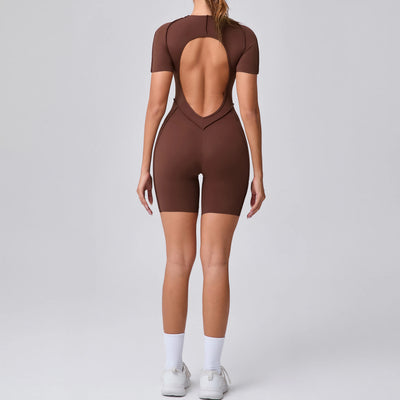 Short Jumpsuit Gym Clothes For Women Sportswear Fitness Overalls Backless Scrunch Booty Yoga Suit Sports Set Outfit - Smarsty