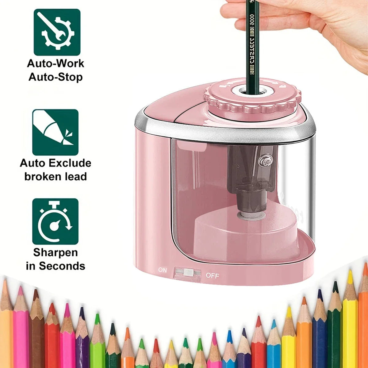 Electric Sharpener Assembly Desktop Automatic Pencil Sharpener Suitable To Pencils (6-8mm) for Students School Office Stationery - Smarsty