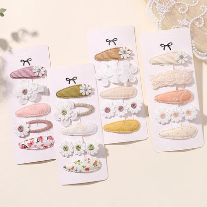 5Pcs Floral Hair Clips Set for Girls - Smarsty
