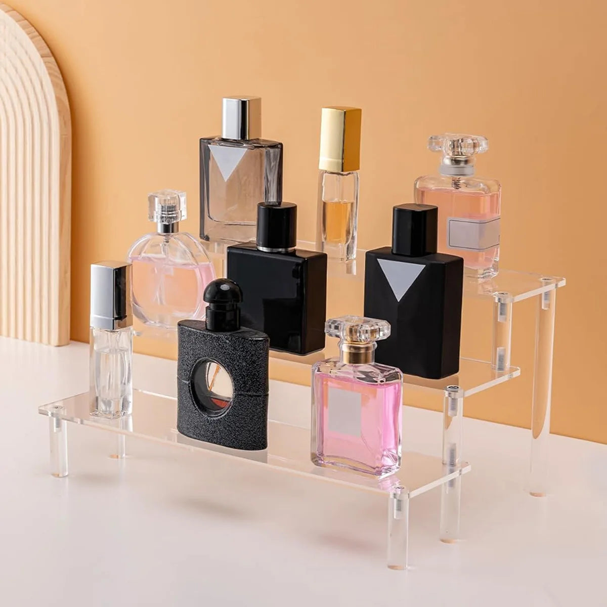 1pc,Multilayer acrylic transparent display rack, desk storage rack, suitable for cosmetics, perfume, dolls, nail polish shelf by Smarsty