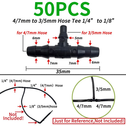 Oasis 50PCS Plastic Barbed Tee Connectors for Drip Irrigation - Smarsty