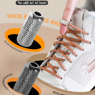 New Elastic Laces Sneakers Tennis Round Shoe laces Without ties Kids Adult No Tie Shoelace Rubber Bands Shoe Accessories - Smarsty