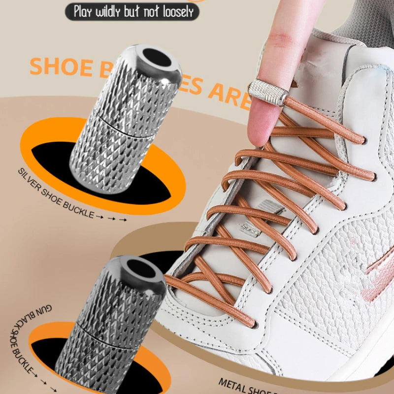 New Elastic Laces Sneakers Tennis Round Shoe laces Without ties Kids Adult No Tie Shoelace Rubber Bands Shoe Accessories - Smarsty