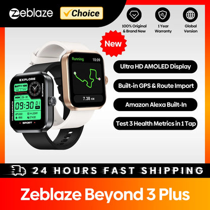 Zeblaze Beyond 3 Plus GPS Smart Watch with AMOLED Display - Smarsty