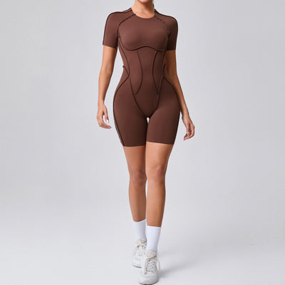 Short Jumpsuit Gym Clothes For Women Sportswear Fitness Overalls Backless Scrunch Booty Yoga Suit Sports Set Outfit - Smarsty