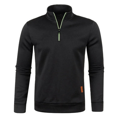 Autumn Men's Half Zipper Sweatshirts Long Sleeve Solid Color Pullover Turtleneck Streetwear Winter Warm Jacket Sport Coats - Smarsty