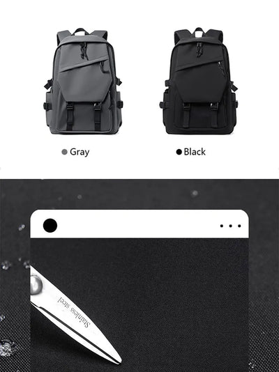 One 15 Inch Polyester Waterproof Solid Color Simple Men's Backpack Fashion Couple Student Computer Backpack - Smarsty