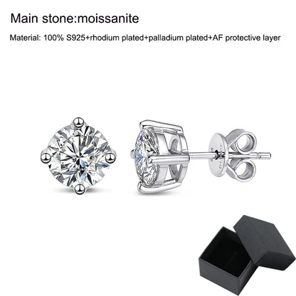 Moissanite Stud Earrings S925 Silver Certified Brilliance - Smarsty