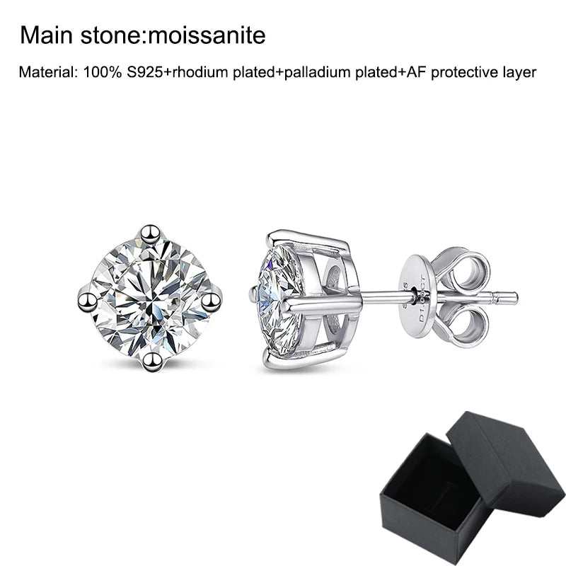 Moissanite Stud Earrings S925 Silver Certified Brilliance - Smarsty