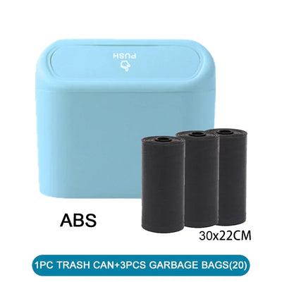 Car Trash Can (with Lid) Contains 60 (300) Garbage Bags, Small Car Trash Can, Leak-proof Mini Car Accessories - Smarsty