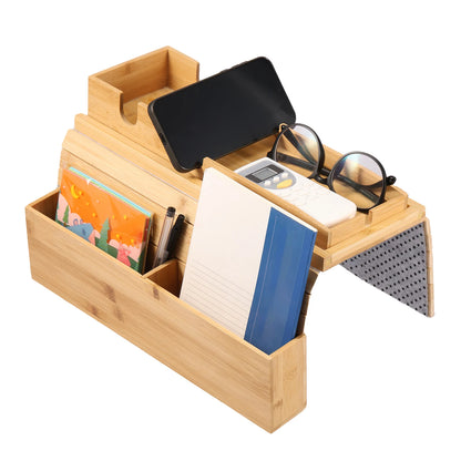 Couch Cup Holder Bamboo Wood Sofa Armrest Tray Foldable Sofa Cup Holder Anti-Slip Couch Arm Cup Holder Sofa Side Storage Tray by Smarsty