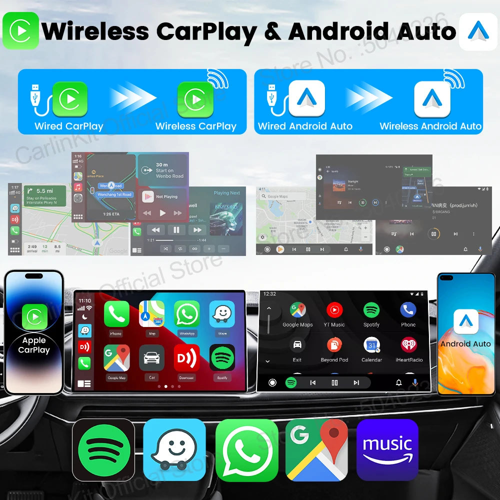 CarlinKit 5.0 Mini Ultra Wireless Adapter Wireless CarPlay Android Auto For OEM Car Plug and Play WiFi Bluetooth Auto Connection - Smarsty