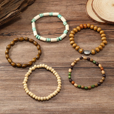 Ethnic Wood Bead Cactus Charms Bracelets for Women - Smarsty