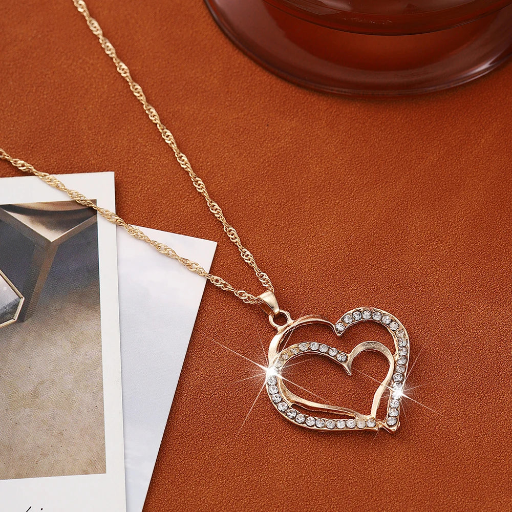 Women's Retro Heart Rhinestone Jewelry Set with Pendant - Smarsty