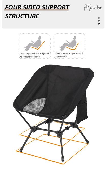 Square Structure Beach Fishing Stool, Convenient Four-Corner Camping Folding Chair, Lightweight Iron Tube Moon Chair by Smarsty