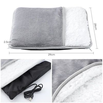 Winter Electric Foot Heating Pad USB Charging Soft Plush Washable Foot Warmer Heater Improve Sleeping Household Foot Warming Mat - Smarsty
