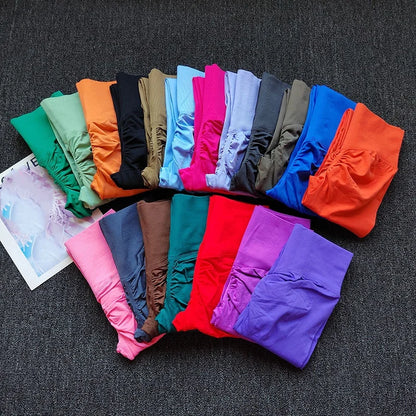 [Seamless Yoga Leggings] High Elastic Seamless Yoga Leggings - Women Fitness Quick Dry Push Up Sports Pants - Solid High Waist R - Smarsty