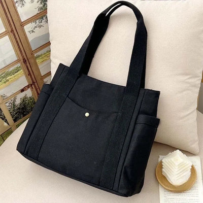 Large Capacity Canvas Tote Shoulder Bag For Work College - Smarsty