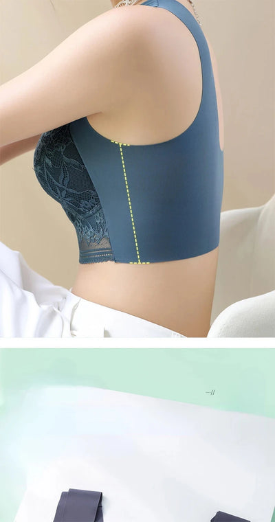 L-6L Women Large Bra Push Up Ice Silk Seamless upper Bralette Lace Wireless Summer Bras Plus Size Top Lingerie Underwear 15019 - Smarsty