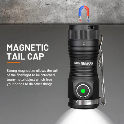 Sofirn SC13 519A 5000K Mini Powerful Led Light LED 1100lm 18350 Rechargeable Flashlight with Magnetic by Smarsty