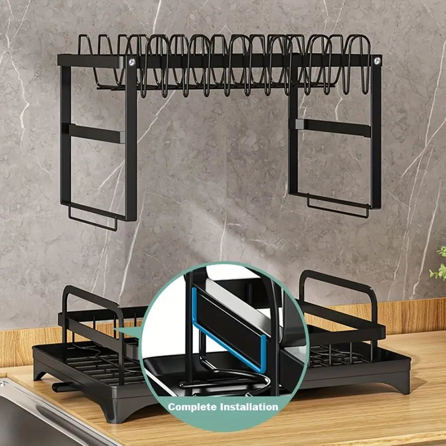 Carbon steel multifunctional kitchen shelf storage rack, bowl and chopstick rack storage organization saves space