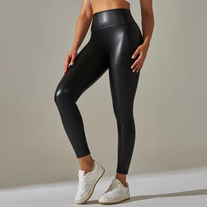 Autumn And Winter New Season Wearable Women's Tight Pants With High Waist And Sexy Faux Leather Texture Long Pants With Leggings - Smarsty