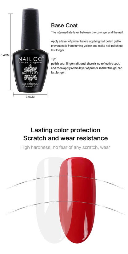 NAILCO 15ml Gel Top Coat and Base Coat for Long-Lasting Shine - Smarsty