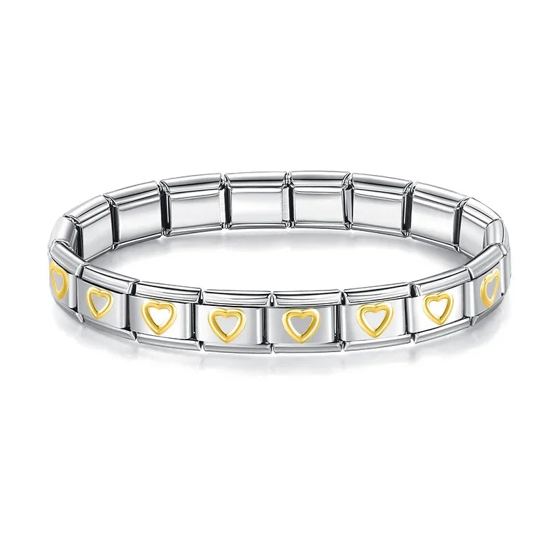Womens Stainless Steel Charm Bracelet Elastic Fashion Bangle - Smarsty