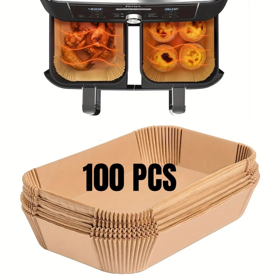 Air Fryer Paper Liners Disposable Oil-Proof Waterproof Baking Paper Round Square And Rectangle Parchment Kitchen Party Supplies - Smarsty