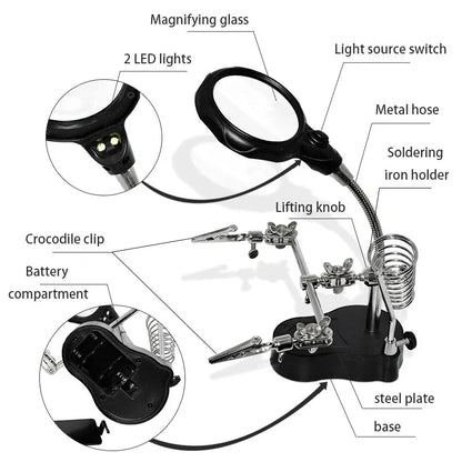 Lighted Magnifying Glass Repair Tool for Mobile Devices - Smarsty